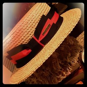 Black and White Colonel Stetson style , straw hat